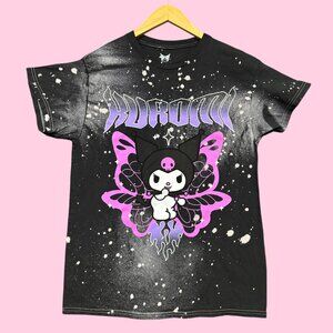 Butterfly Kuromi by Sanrio Cartoon Acid Wash Tee M